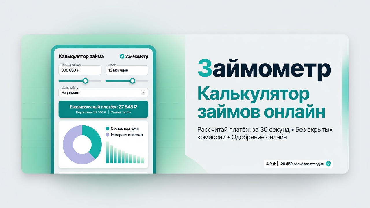 Интерфейс калькулятора займов Займометр